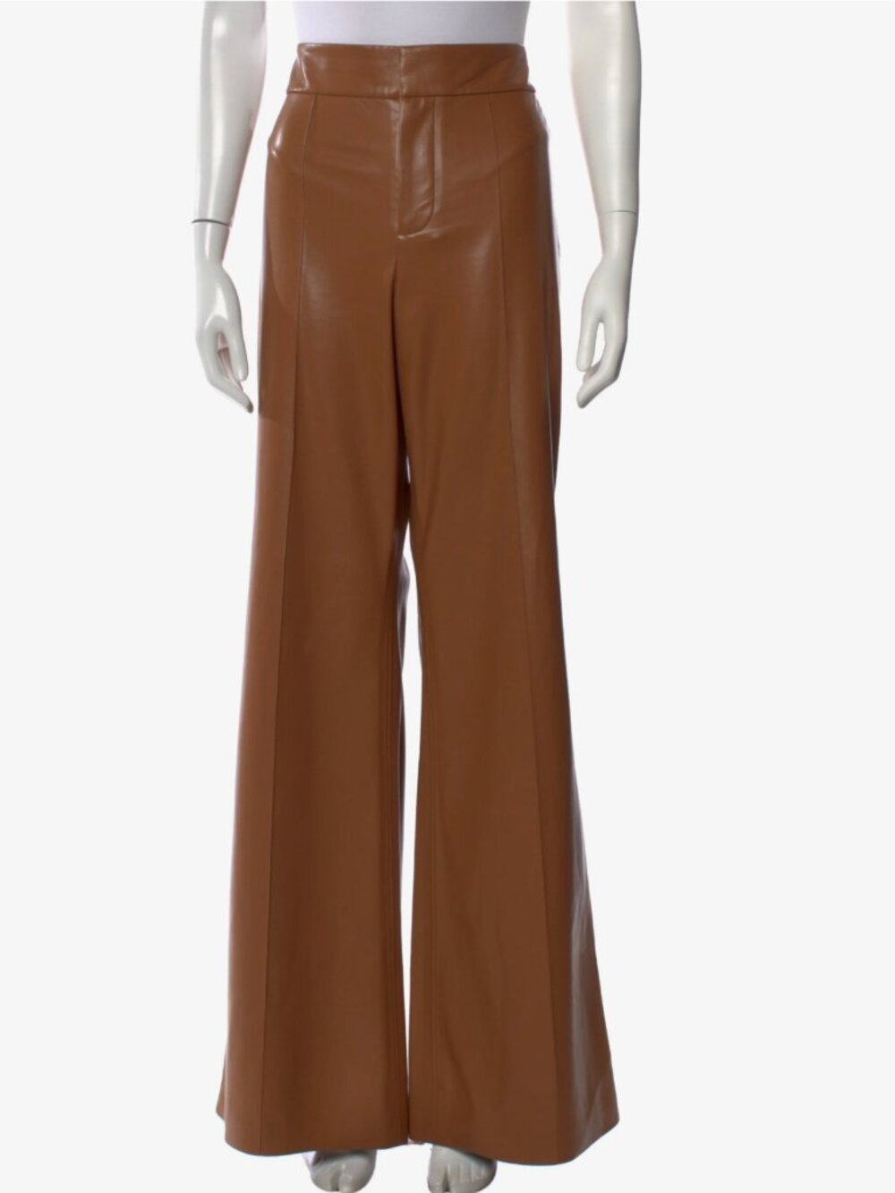 Alice + Olivia Tan Vegan Leather Wide Leg Pants Size 10 - Picture 2 of 4